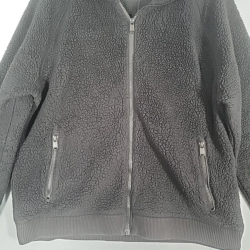 Athleta‎ Jacket Women's Large Black Sherpa Fleece Full Zip Casual Outerwear